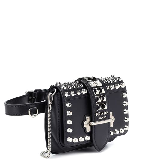 prada cahier bag all black|Prada cahier studded bag.